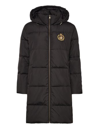 Crest-Patch Hooded Quilted Down Coat Black Lauren Ralph Lauren