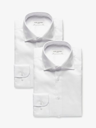 John Henric Men's 2-Pack White Shirts Size 43