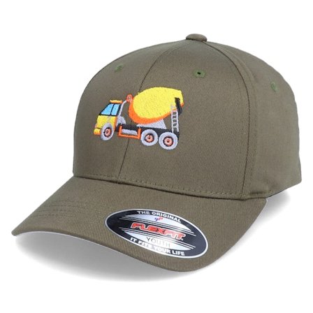 Kiddo Cap - Verde flexfit Cappellino - Kids Concrete Mixer Truck Olive Flexfit @ Hatstore