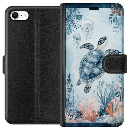 Yhteensopiva Lompakkokotelo Apple iPhone 6 Akvarellimaalaus merikilpikonna korallien ja meduusojen joukossa rauhallisessa sinisessä vedenalaisessa ma
