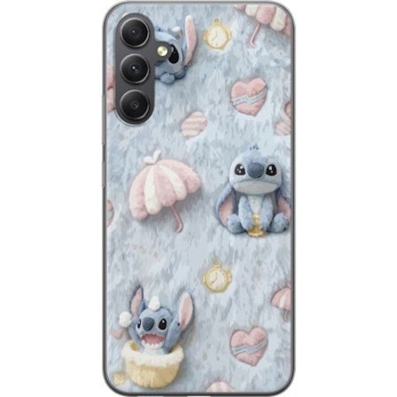 Yhteensopiva Puhelinkuori Samsung Galaxy A25 Pisto kuvioita sydämillä, sateenvarjoilla ja pastellin värisellä pehmeällä taustalla