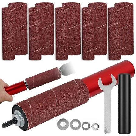 Tromlesliber Sæt, Gummi Slibe Tromle Spindel Slibe Adapter, med 120 Korn Sandpapir Tromle, Slibe S