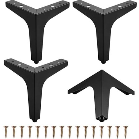Sorte 4 stk. metalmøbelben, 4 10 cm trekantede møbelben til sofa, skab, sofabord, tv-skab og andre møbelben