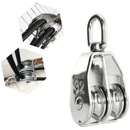 Rustfritt stål trinse, m32 dobbel trinse, 304 svingbar trinse