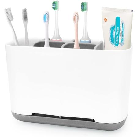 Tandborsthållare (grå), plasttandborsthållare för badrum,-WELLNGS