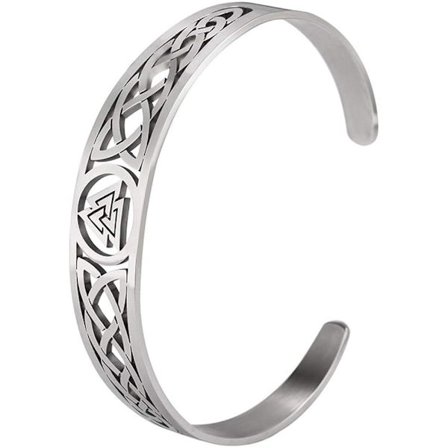 Vikingarmband i rostfritt stål - Valknut Norse Triple Spira, ZQKLA
