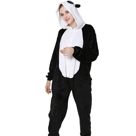 Uudet syksy-talvi flanellieläin yhden osan pyjama-asu kotikäyttöön - Panda L