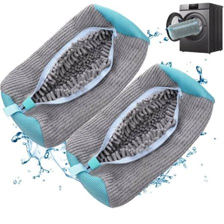 2-pakning XXL Skovaskepose, Vaskepose med glidelås, Gjenbrukbar Vaskepose for Sko – 360° fullstendig rengjøring