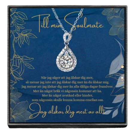 Till Min Soulmate Gåvohalsband Med Kort och Låda Zirkonia Silver