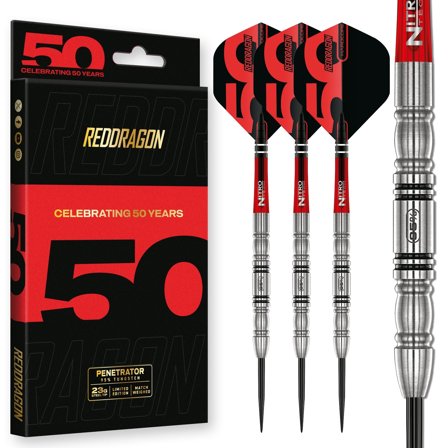 Penetrator 4 95% Tungsten Darts | Iconic 1980s Red Dragon Classic Tungsten Steel Tip Darts 23g | Red Dragon Darts