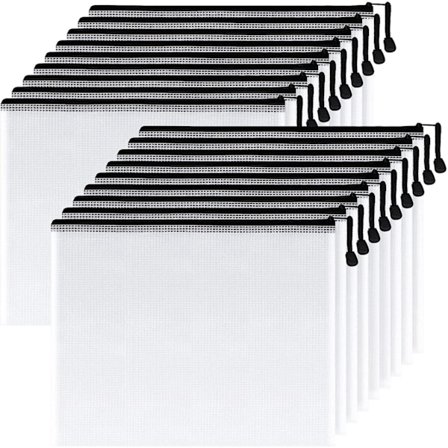 Plastic Mesh Zipper Pouch 9x13 In,extra Large Water-resistant Zip Bag For School Office Supplies