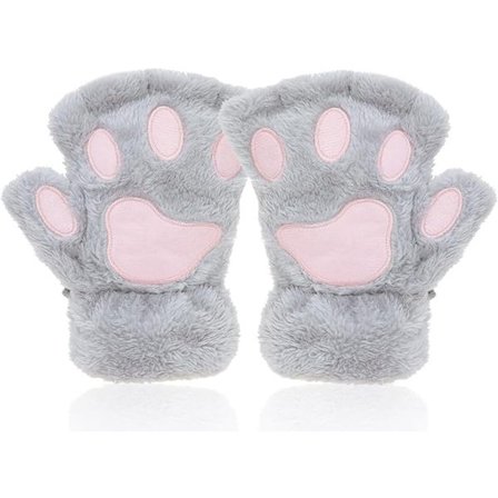 Handsker - 1 par - Vinterhandsker - Tegneseriehandsker - Fingerløse handsker - Børnehandsker - Varme handsker - Plys handsker - One size (Grå)