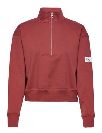 Badge Half Zip Sweatshirt Sweatshirt Trøje Burgundy Calvin Klein Jeans