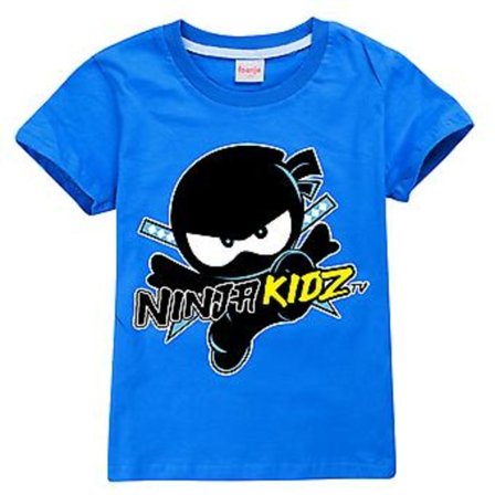 Børne Ninja Kidz Tv Tegnefilm Trykt T-shirt Casual Sommer Kortærmet Toppe Drenge Piger Gave Til 5-12y(7-8 År Mørkeblå)