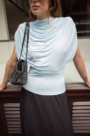 NA-KD Draped Jersey Top - Ærmeløse toppe - Blå - M