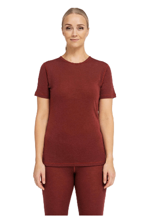 Dovre 100% Merinoull, T-shirt, Marinblått Linnen Dam Röd L