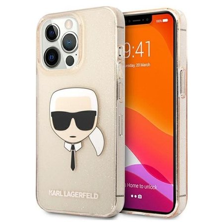 Karl Lagerfeld Glitter Karl's Head-etui for iPhone 13 Pro / iPhone 13 - Gull