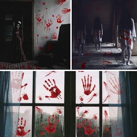 128 stk. Halloween-vindueklistermærker Dekoration klistermærker Blodige stænk klistermærker DIY vinduer Dekorative klistermærker Halloween-