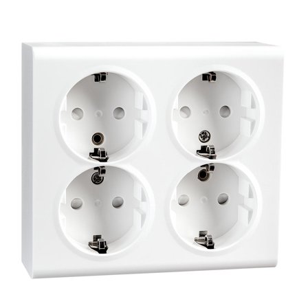 SG Stikkontakt Påvegg 4-veis m/j hvit