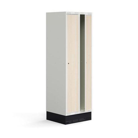 Elevskåp ROZ, 2 sektioner, inkl. sockel, 1890x600x550 mm, björk