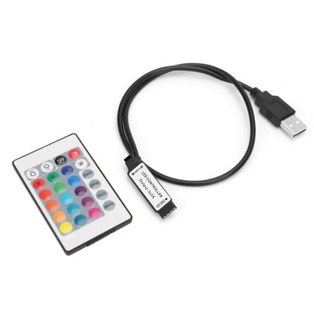 5-24V 24 Knapp RGB LED Ljusremsa Trådlös Fjärrkontroll USB 6A Lampeffekt IR-kontroller (0,5m)