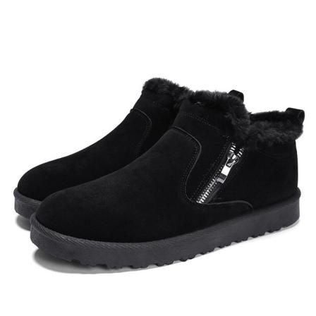 Herr Fuzzy Helfodrade Snöstövlar Sida Dragkedja Flats Ankel Boot