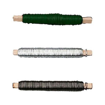 Kukkakoristus - CREOTIME - Teräslanka - 50 m - Musta, Hopea, Vihreä - 0,5 mm paksuus