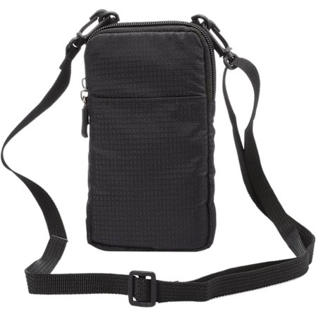 Crossbody Telefonveske, Utendørs Reise Nylon Skulderveske med Belteløkke & Karabinkrok, Svart