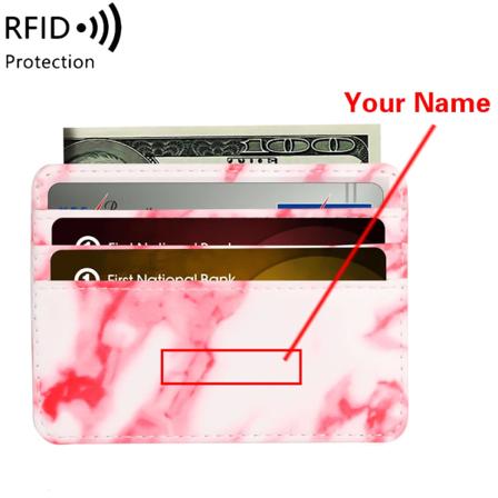 Skräddarsydd mini-ID-korthållare Små män Kreditkortshållare för företag Lichee-mönster Graverad Damplånbok Myntväska Case Rifd1010-Red
