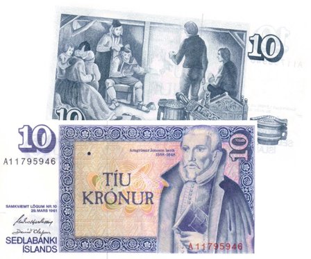 Island 1981 - Den sidste 10 kronur - Pengeseddel m. certifikat