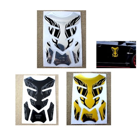 3 stk. bilklistremerker, 3D flamme dekorative klistremerker, tegneserie typ