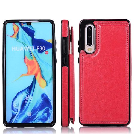 Huawei P30 - Stilsäkert Smart Skal med Kortfack