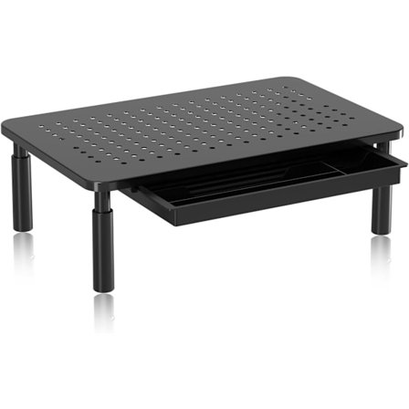 Näytön jalusta laatikolla, korkeussäädettävä PC-näytön koroke pöydälle verkkotasolla kannettavalle tietokoneelle, tietokoneelle