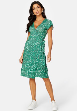 Happy Holly Amanda wrap dress Green / Floral Klær