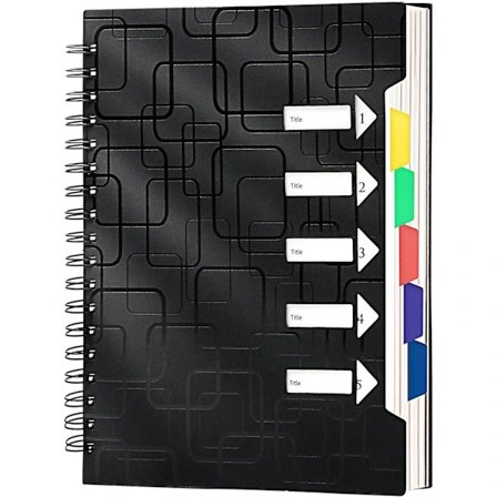 5-aiheen muistikirja työhön, 120 sivua, viivoitettu yliopistokäyttöön välilehdillä, A5-koko[CO]