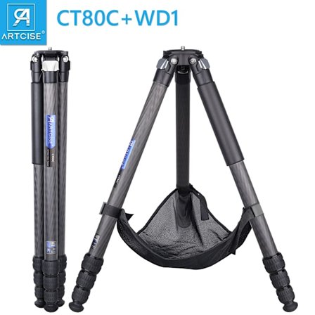 Kompakt design kolfiberstativ med stenväska 32,5 mm Max Benrör Stabil lätt kolfiber för Canon Sony Nikon DSLR