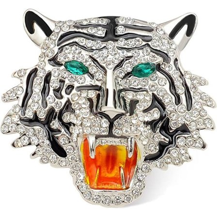 Rhinestone Tigerhuvud Brosch Nål. Djur Lapel Nål för Män, Punk Lejon Kavaj Brosch för Herrar Brosch Nål Kostym Tiger Pi
