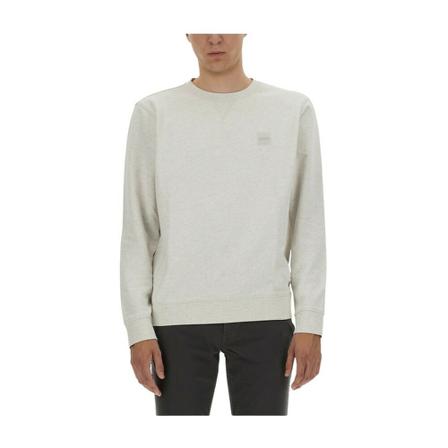 Hugo Boss, Sweatshirt With Logo Patch Wit, Heren, Maat:S