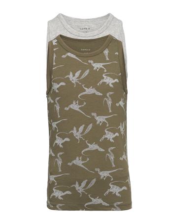 Nkmtank Top 2P Olive Night Dino Night & Underwear Underwear Tops Multi/mønstret Name It