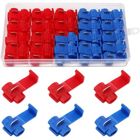 50 stk. elektriske hurtigkoblinger, hurtige selvseparerende breakout-kontakter, låsekontakter (25 stk. røde, 25 stk. blå [BR]
