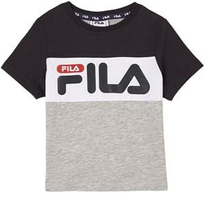 Kids - Fila College Station Branded T-Shirt Grey Melange-Moonless Night-Bright White 110/116 cm - Tops - 110/116 cm - Grey