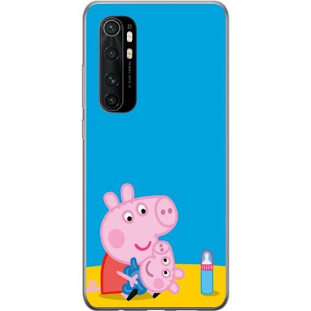 Yhteensopiva Puhelinkuori Xiaomi Mi Note 10 Lite Peppa Pig haltijan teema kruunulla ja taikasauvalla vaaleanpunaisella taustalla, söpö lasten kuvitu