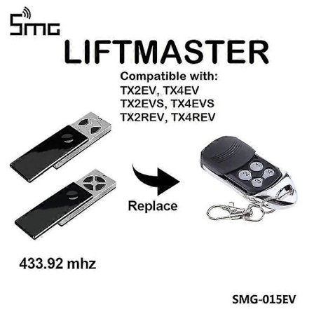 Chamberlain Garagedörrfjärrkontroll för Liftmaster Tx2rev Tx4rev Tx2ev Tx4ev Tx2evs Tx4evs 433.92mhz Handsändare db