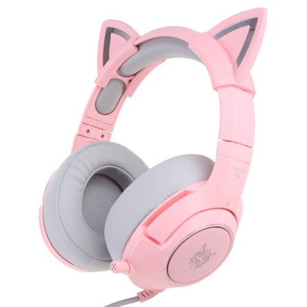ONIKUMA K9 Gaming Headset för Flicka Pojke PC Gaming Hörlurar USB 7.1 Med Kattöron Dekor LED-Ljus för Laptop