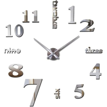 Pendel Ur Til Væggen, Moderne Mode Vægur Rammeløs Vægur 3d Spejl Klistermærke Kontor