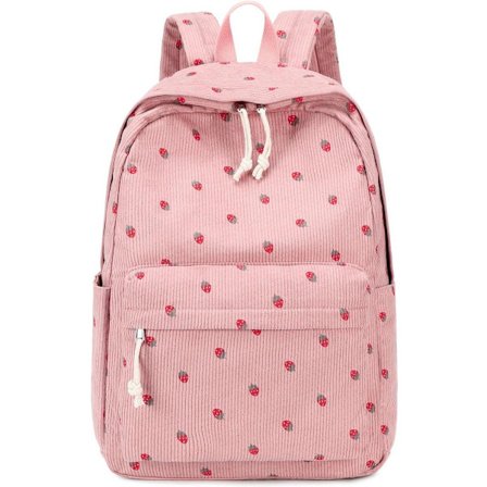 ING Dame Ryggsekk - Ryggsekk - Jenteryggsekk - Kordfløyel - Laptopveske - Dame Reise Ryggsekk - Rosa