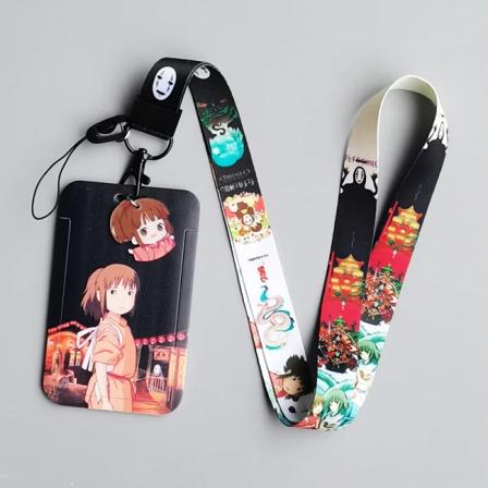 1 set Anime Spirited Away PVC-kortfodral Kortnyckel Lanyard Cosplay Badge ID-kort Hållare Halsband Case QX-C