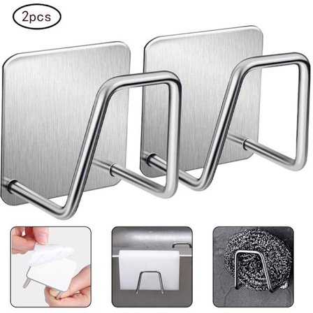 2-osainen sieni pidike itseliimautuva keittiön lavuaari teline vaatteet koukut, kirkas