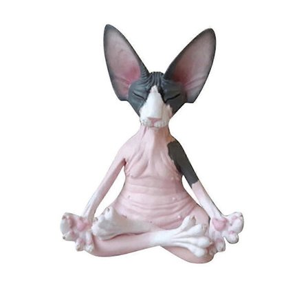 Meditasjonskatt, Mediterende Tenkende Katt, Hjemmedekorasjonsfigur i Harpiks