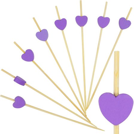 100 Hjerteformede Cocktailpinde Cocktail Sticks Naturlige Bambus Cocktailpind Pinde Håndlavede Cocktailpinde Sandwich Appetizer Pinde til Bryllup 